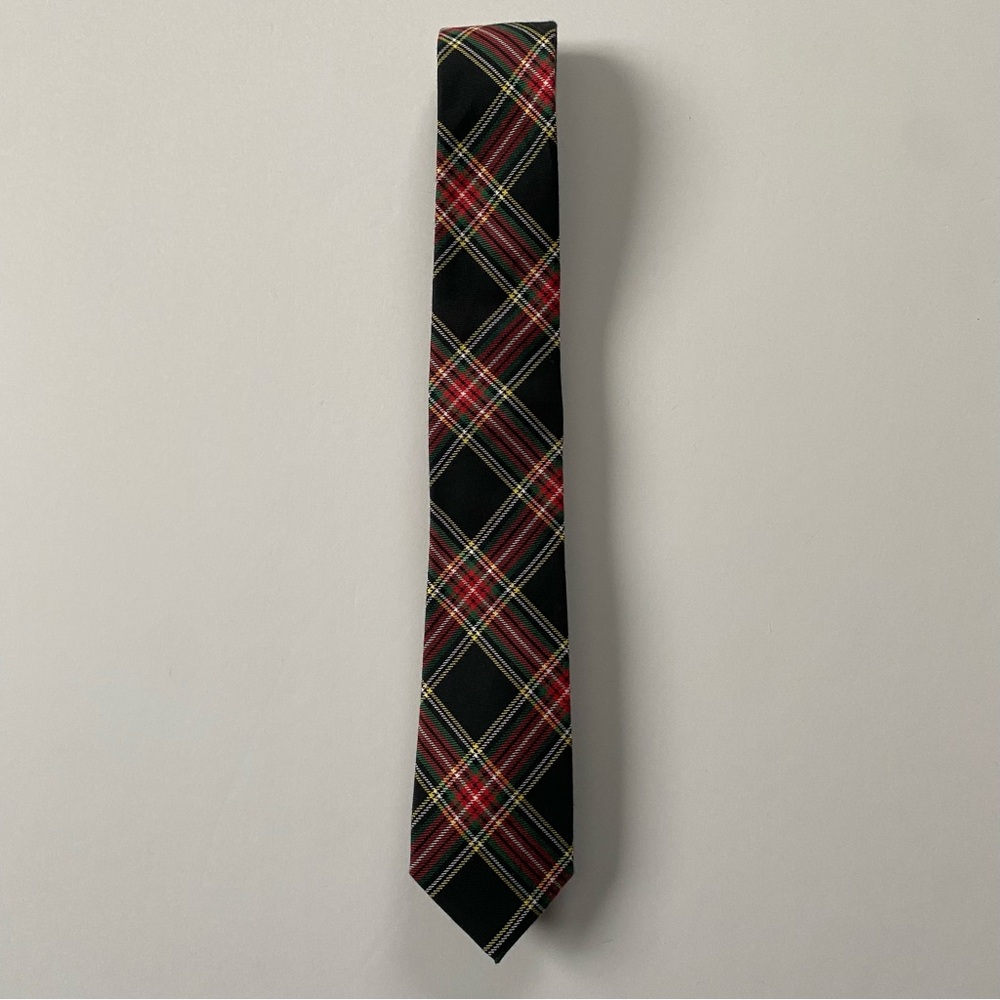 Crewcuts Tie Plaid Size 52” Age 10-17 Boys Preppy Black Green Red EUC Worn 1X